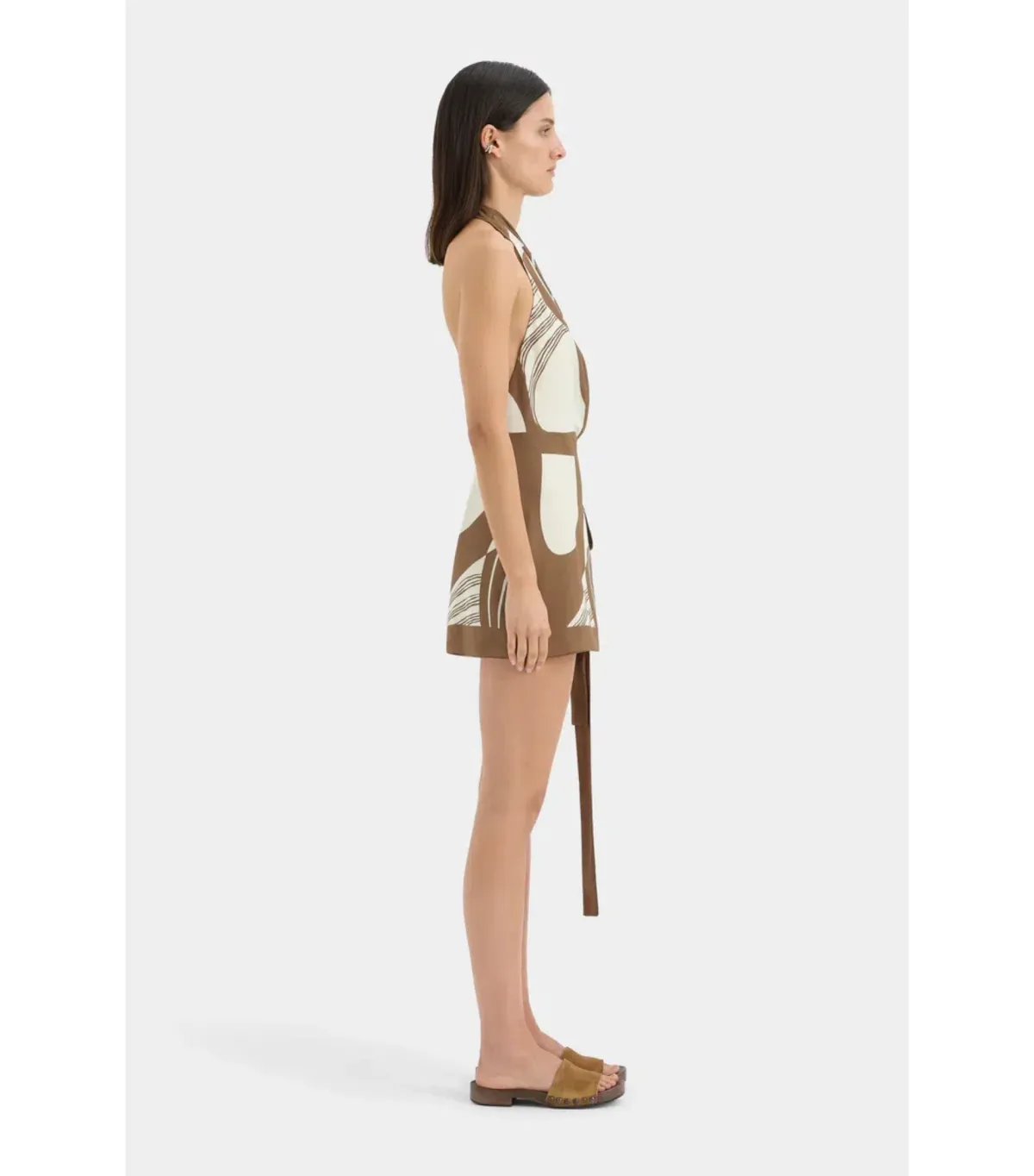 Sir the Label Almara Wrap Halter Mini Dress Espresso Stripe Size 1 / AU 8 - Image 3