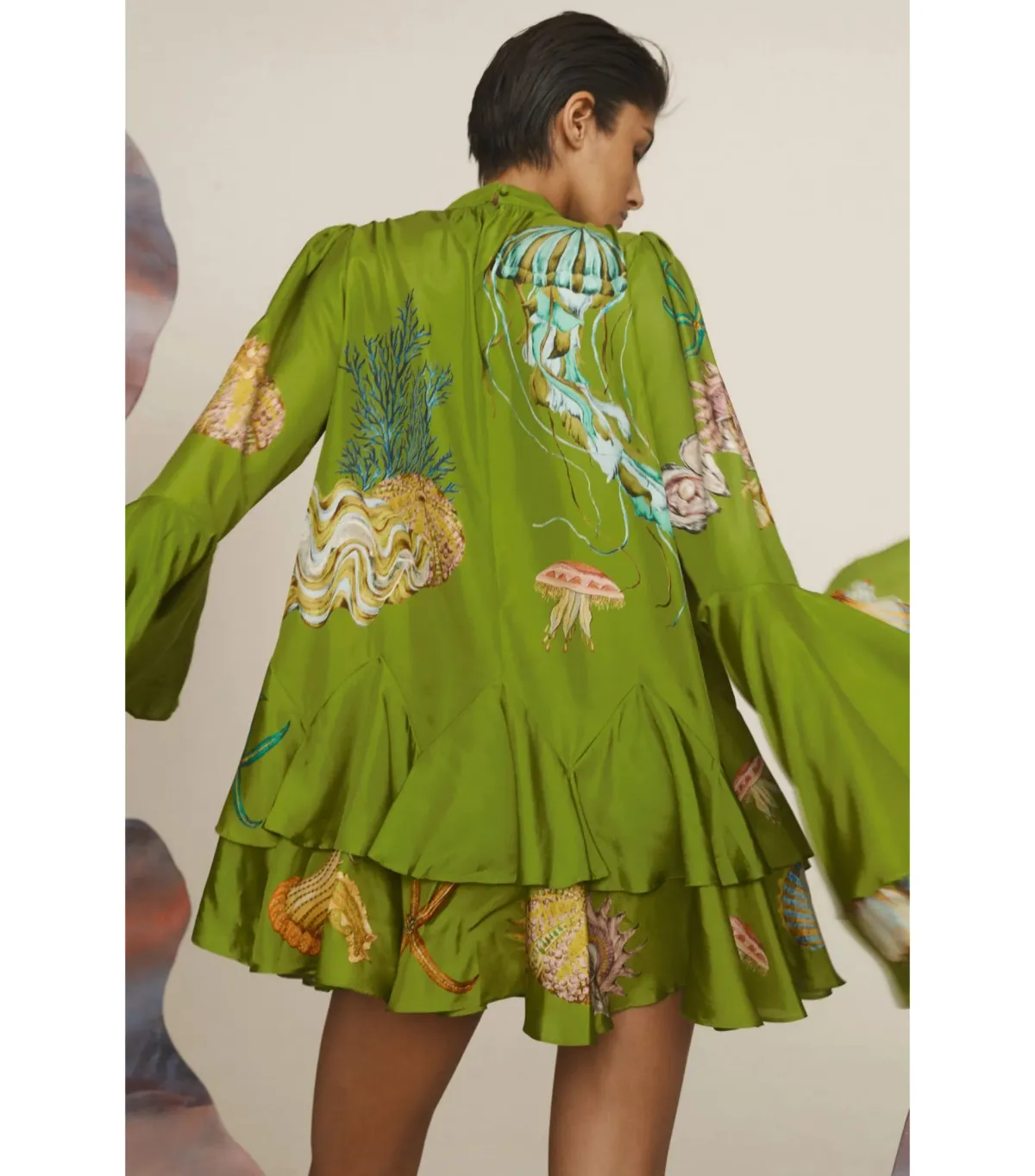 Alemais Aquatica Silk Mini Dress Green Size AU 12 - Image 3
