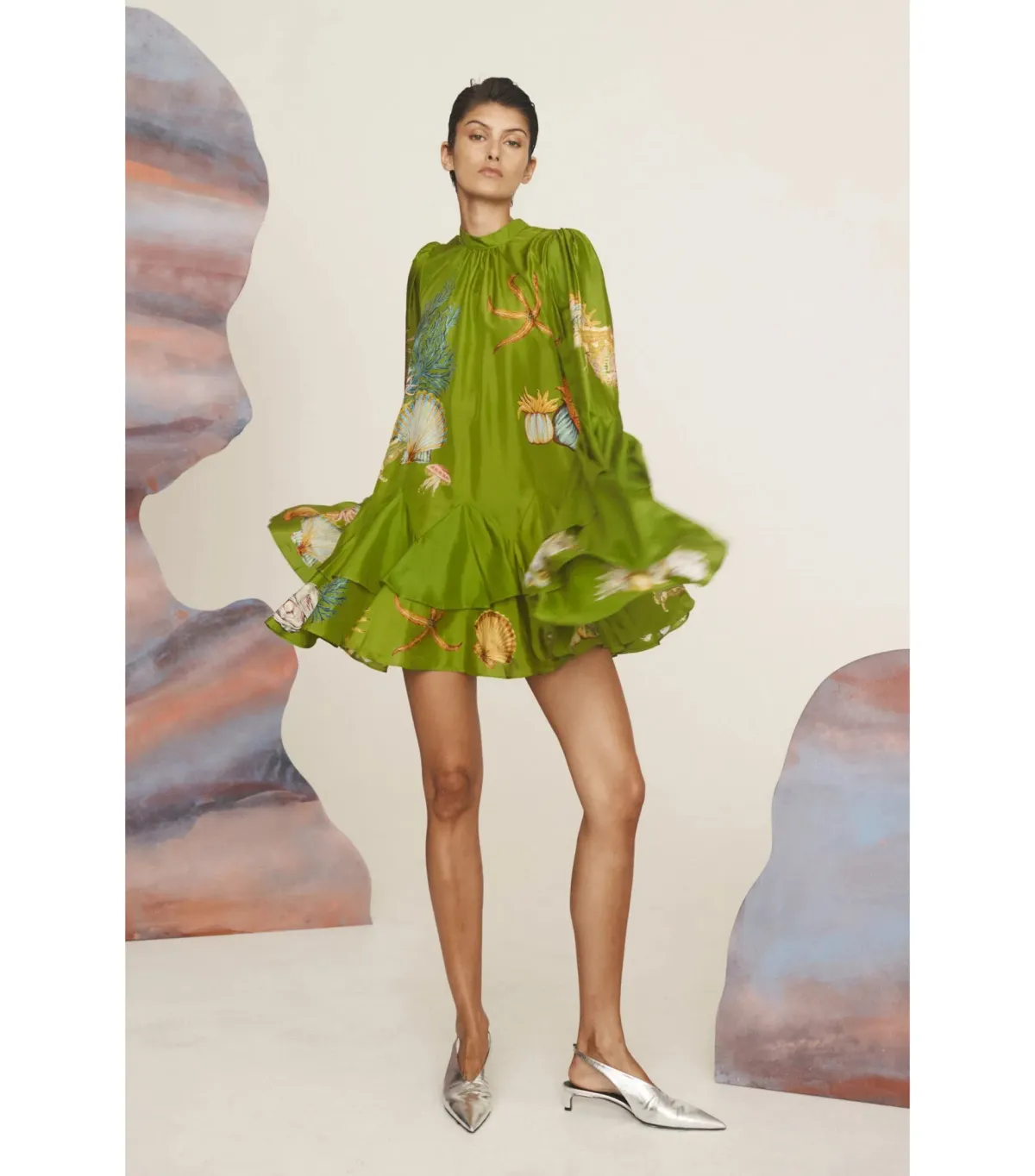 Alemais Aquatica Silk Mini Dress Green Size AU 12 - Image 1