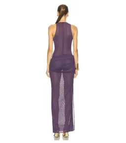 Alex Perry Tucked Halter Column Maxi Dress in Purple AU 6 for rent on The Volte - image 3