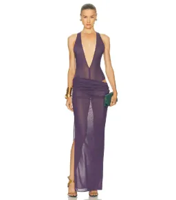Alex Perry Tucked Halter Column Maxi Dress in Purple AU 6 for rent on The Volte - image 1