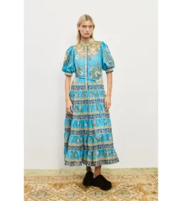 Alemais Cassie Tiered Midi Dress Blue Size AU 12 for rent on The Volte - image 1