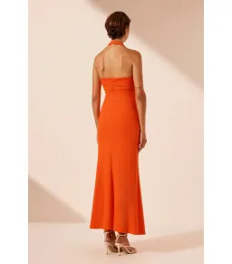Shona Joy Beau Halter Ruched Midi Dress Hibiscus Size AU 8 for rent on The Volte - image 5