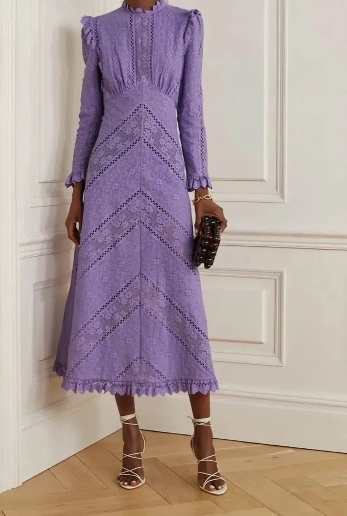 Zimmermann Brighton Lace Panelled Dress Lilac Size 0 / AU 8 for rent on The Volte - main image