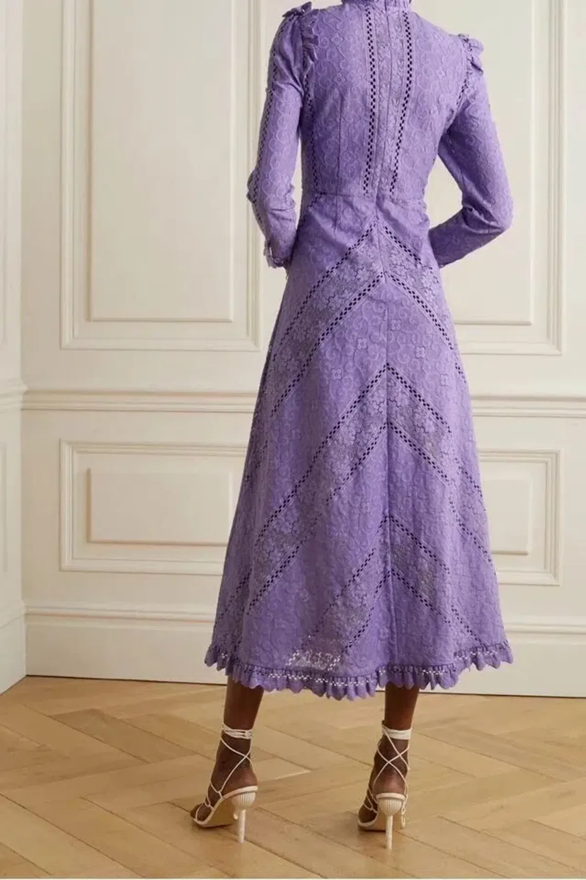 Zimmermann Brighton Lace Panelled Dress Lilac Size 0 / AU 8 - Image 2