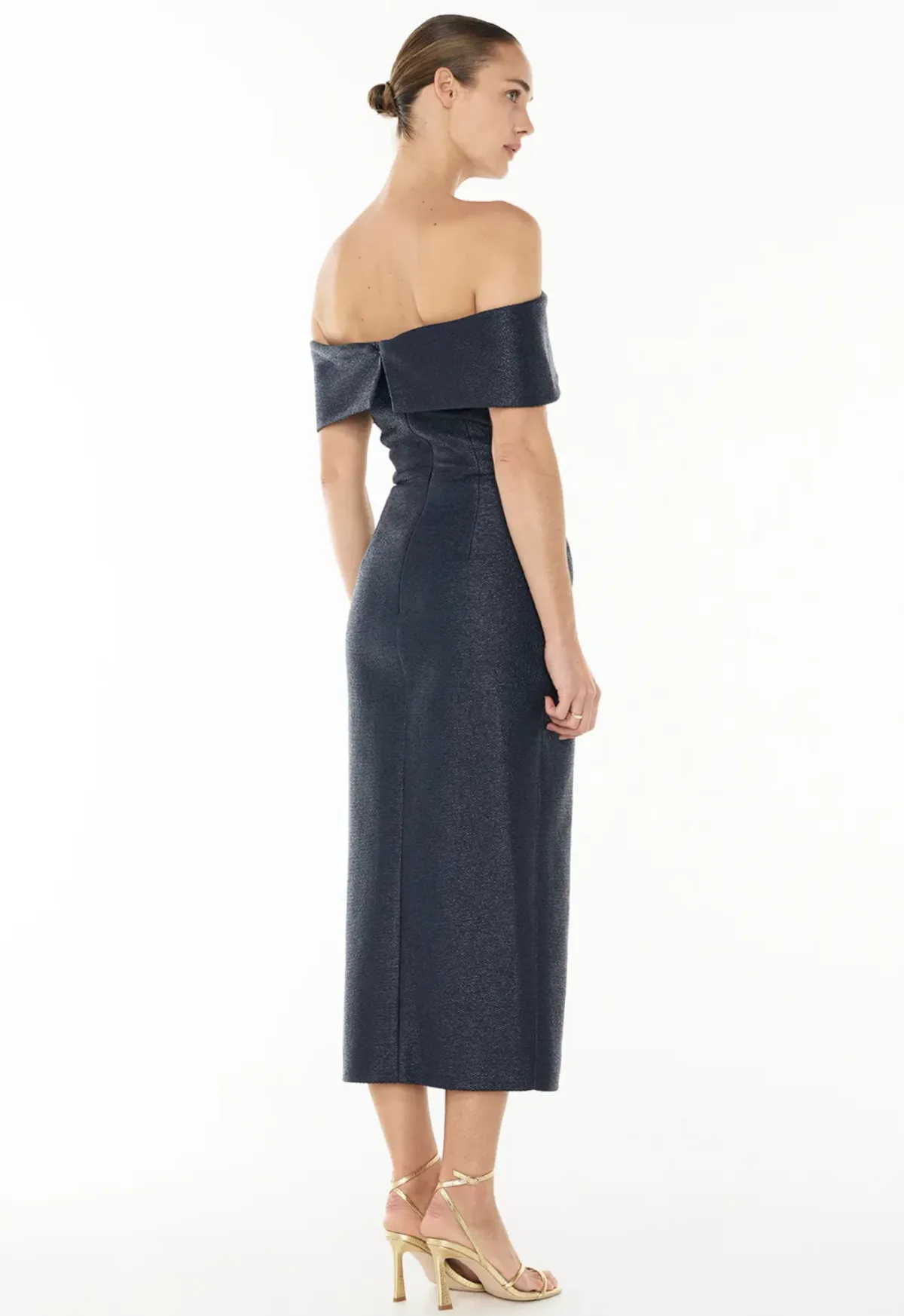 Manning Cartel Micro Weave Off Shoulder Dress Navy Size 12 - Image 2