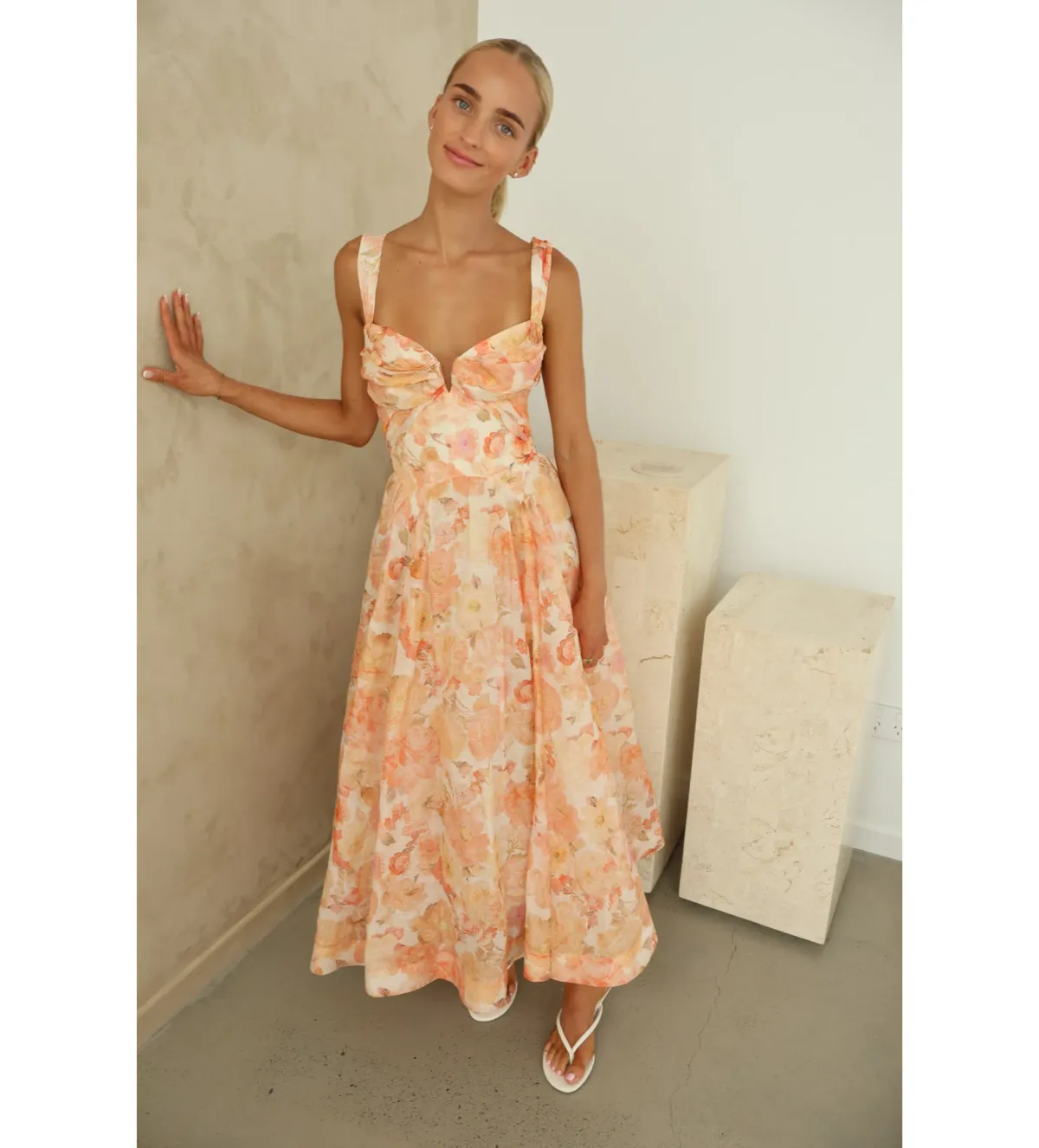 Zimmermann Rebellion Drape Midi Dress in Golden Bloom Size 1 / AU 10 - Image 1