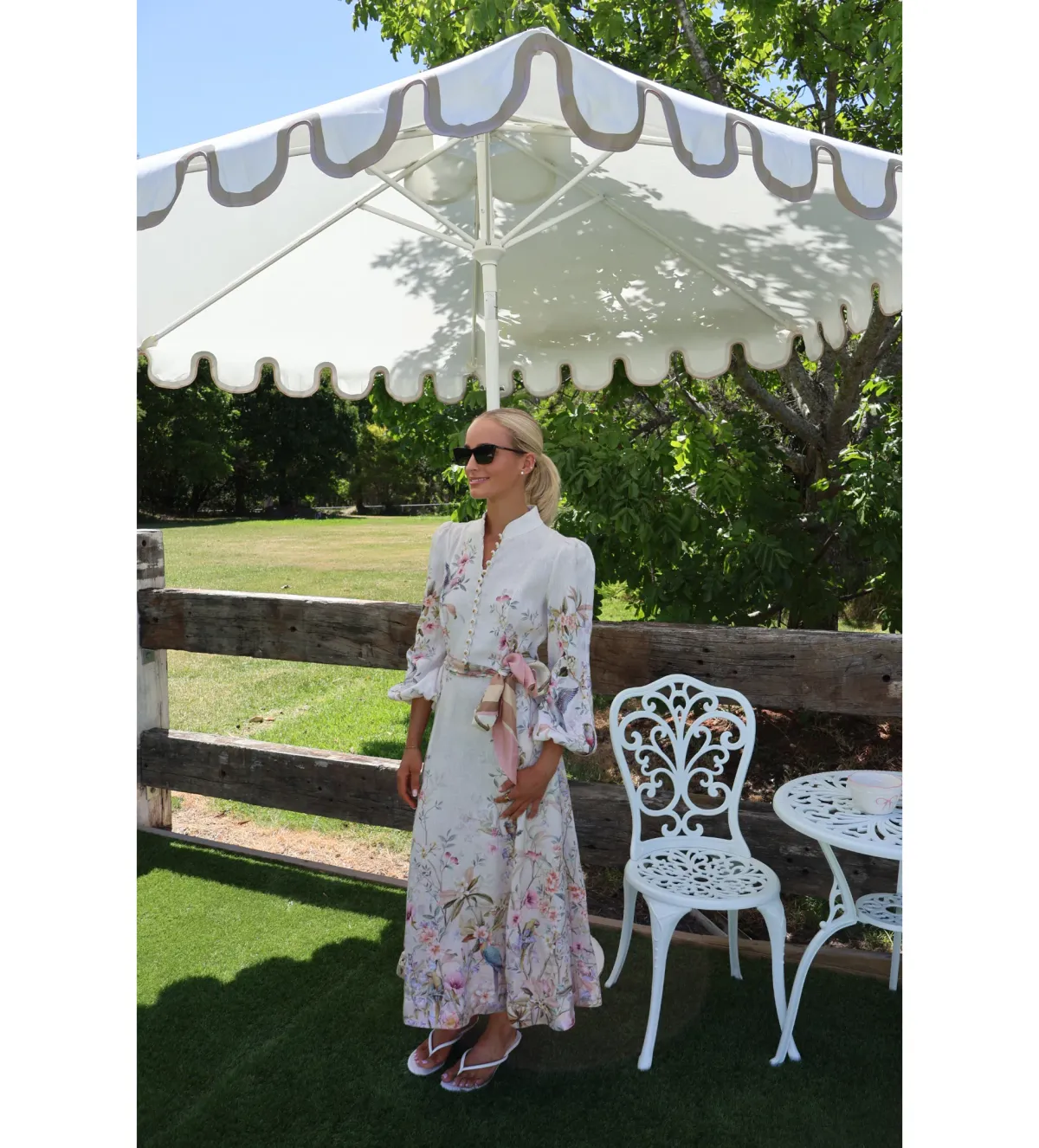 Zimmermann Rebellion Button Midi Dress in Cream Aviary Size 1 / AU 10 for rent on The Volte - main image