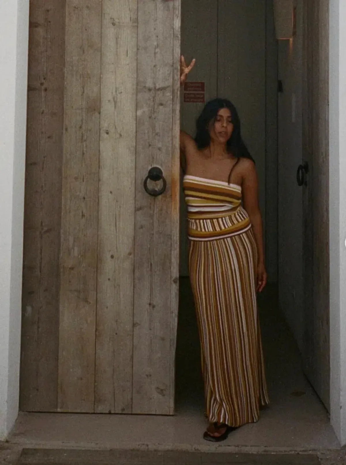 Faithfull Citara Strapless Top & Maxi Skirt Set in Cocoa Size 8 - Image 5