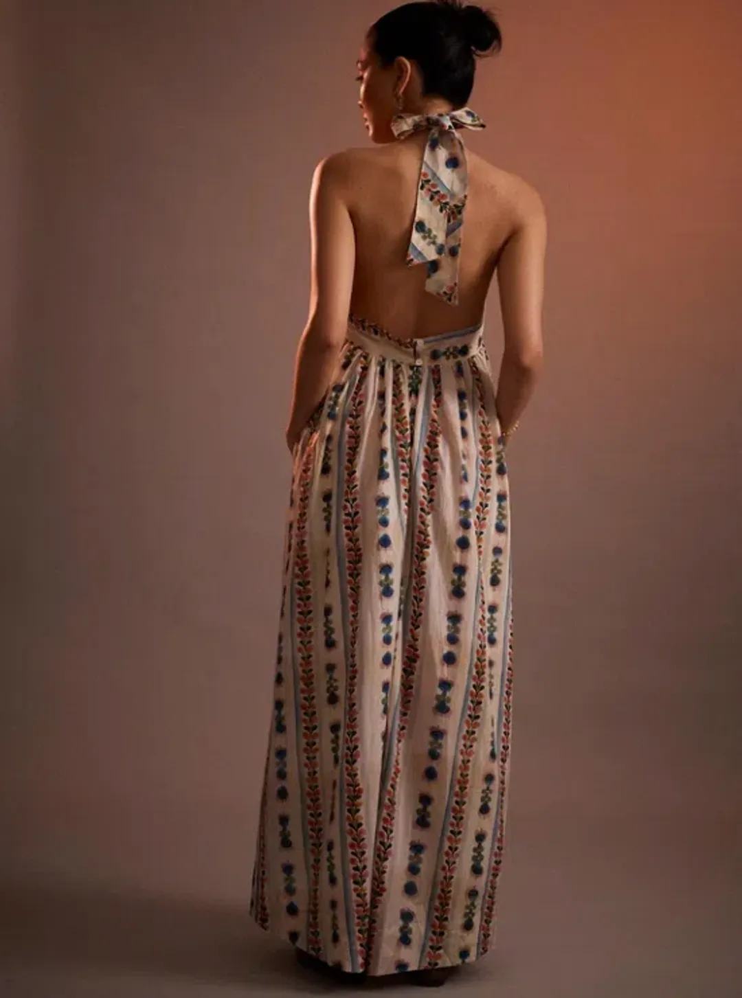 Kinga Csilla Westley Trapeze Dress - Blue Cream Multi for rent on The Volte - main image
