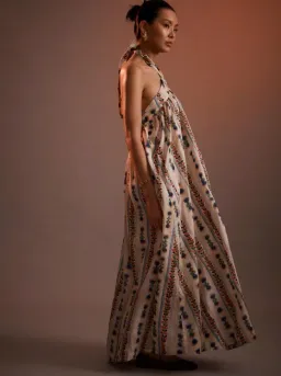 Kinga Csilla Westley Trapeze Dress - Blue Cream Multi for rent on The Volte - image 2