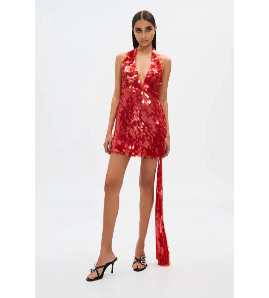 MISHA Sapphire Sequin Mini Dress in Red Size S/AU8 for rent on The Volte - main image