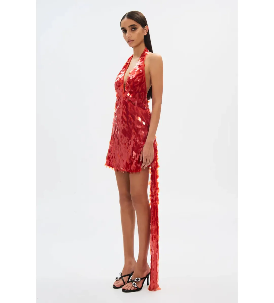 MISHA Sapphire Sequin Mini Dress in Red Size S/AU8 for rent on The Volte - main image