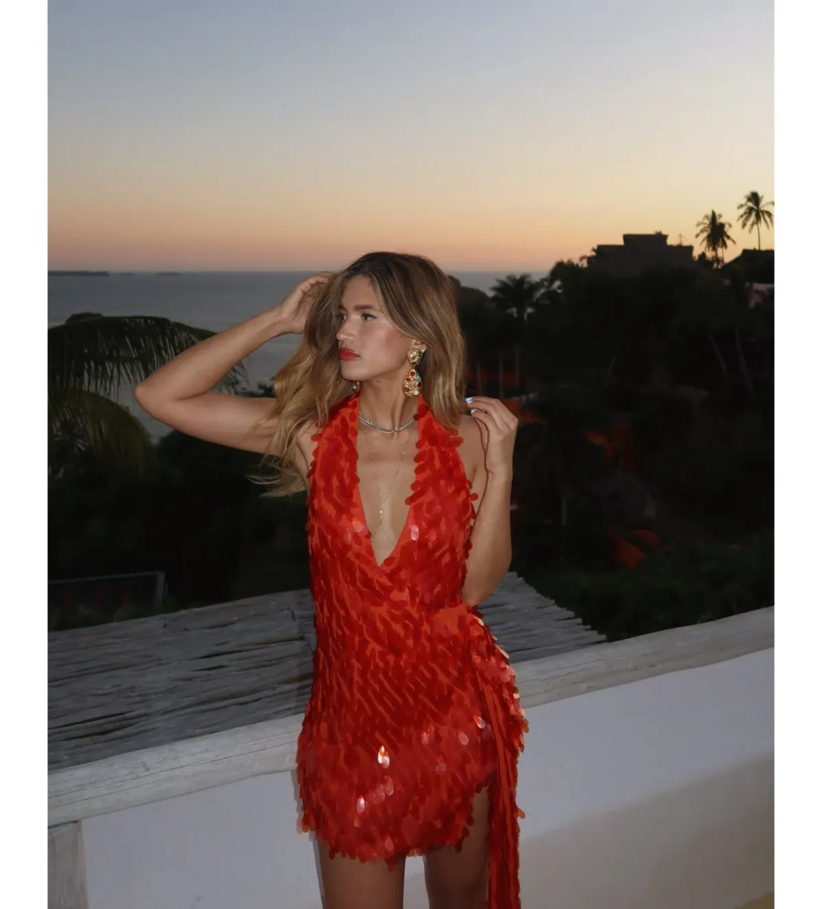 MISHA Sapphire Sequin Mini Dress in Red Size S/AU8 - Image 1