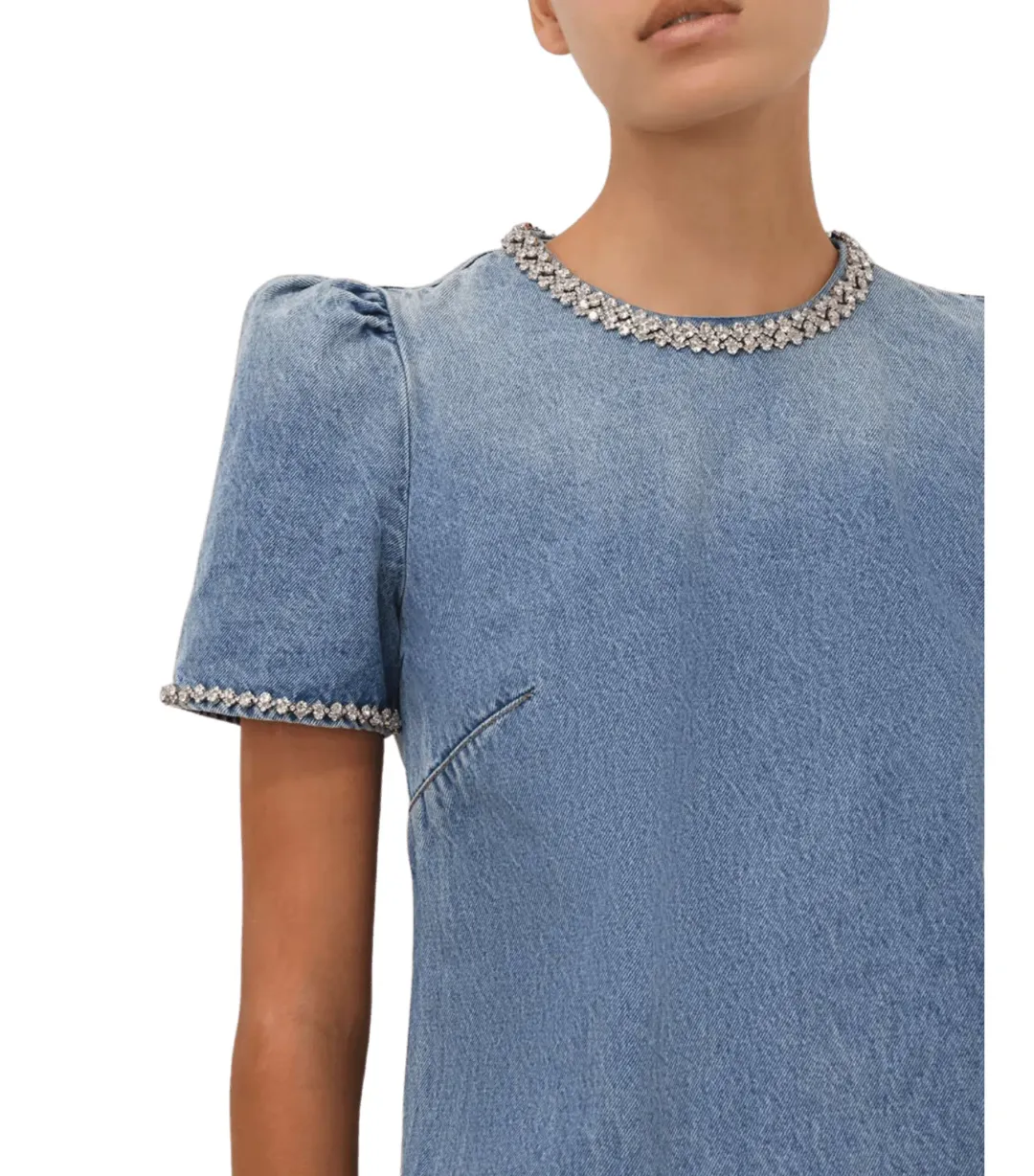 Zimmermann Crush Embellished Denim Mini Dress Blue Size 0 / AU 8 for rent on The Volte - main image
