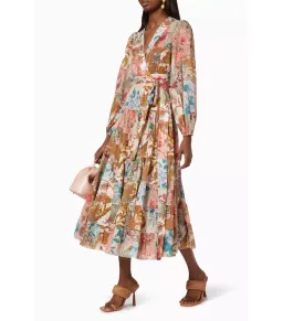 Zimmermann Cassia Patch Wrap Midi Dress Print Size 1 / AU 10 for rent on The Volte - image 2