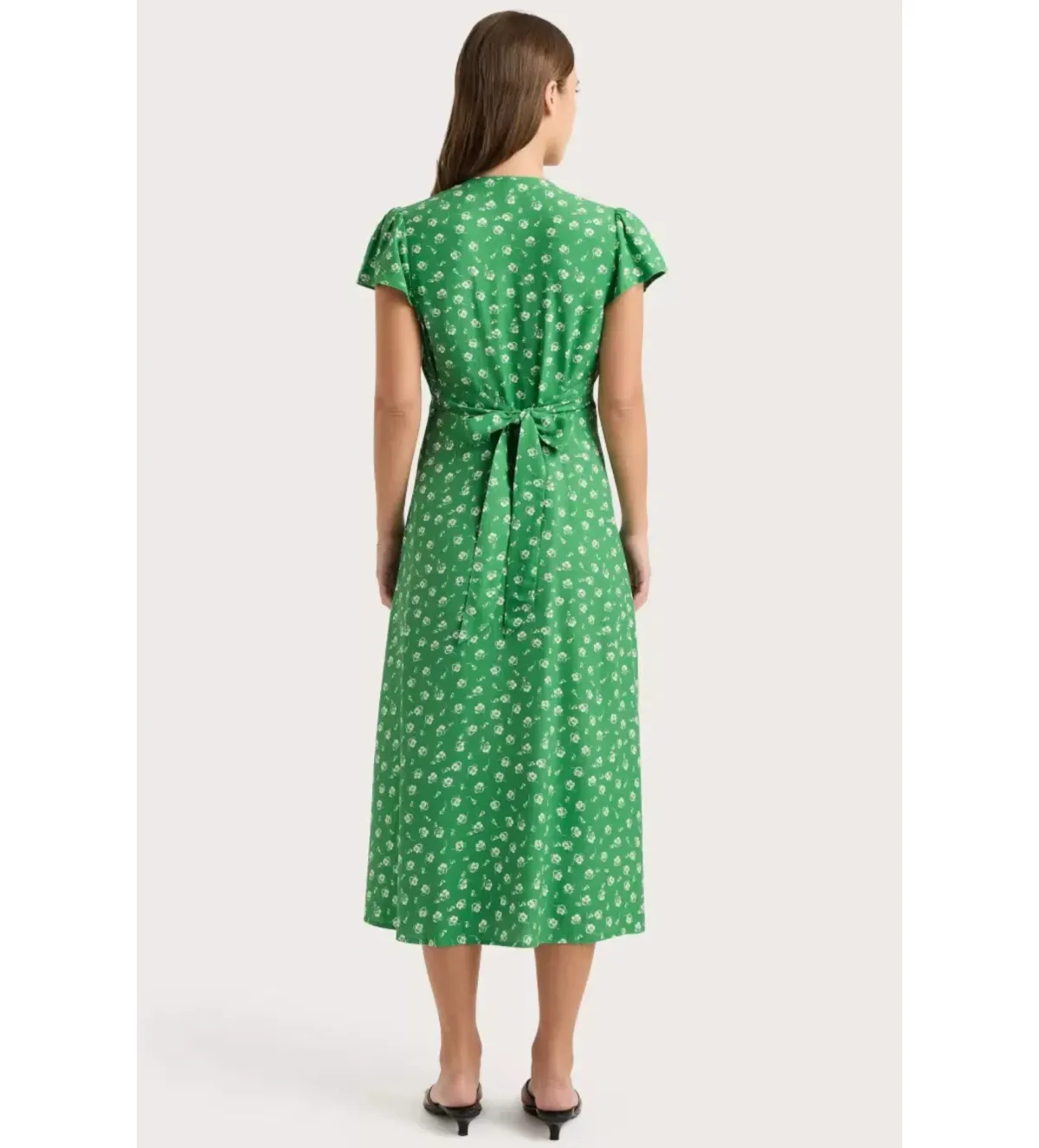 Faithfull The Brand Doriet Midi Dress Suzette Green Size AU 10 - Image 5