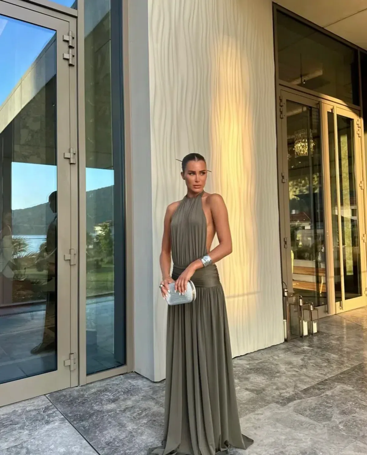 Arcina Ori Santina Maxi Dress Khaki Size 6 - Image 2