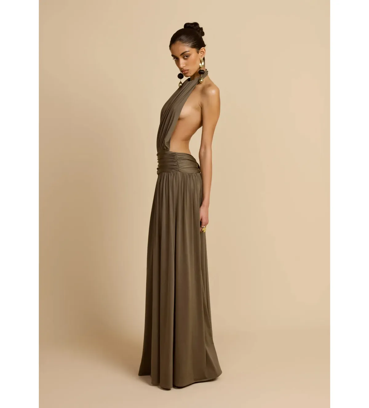 Arcina Ori Santina Maxi Dress in Khaki Size 10 - Image 5