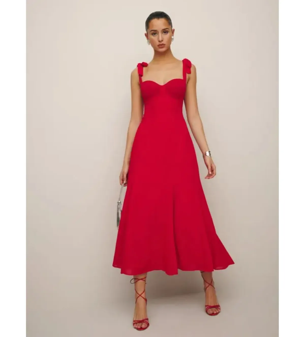 Reformation Nadira Midi Dress Poinsettia Size 8 - Image 2