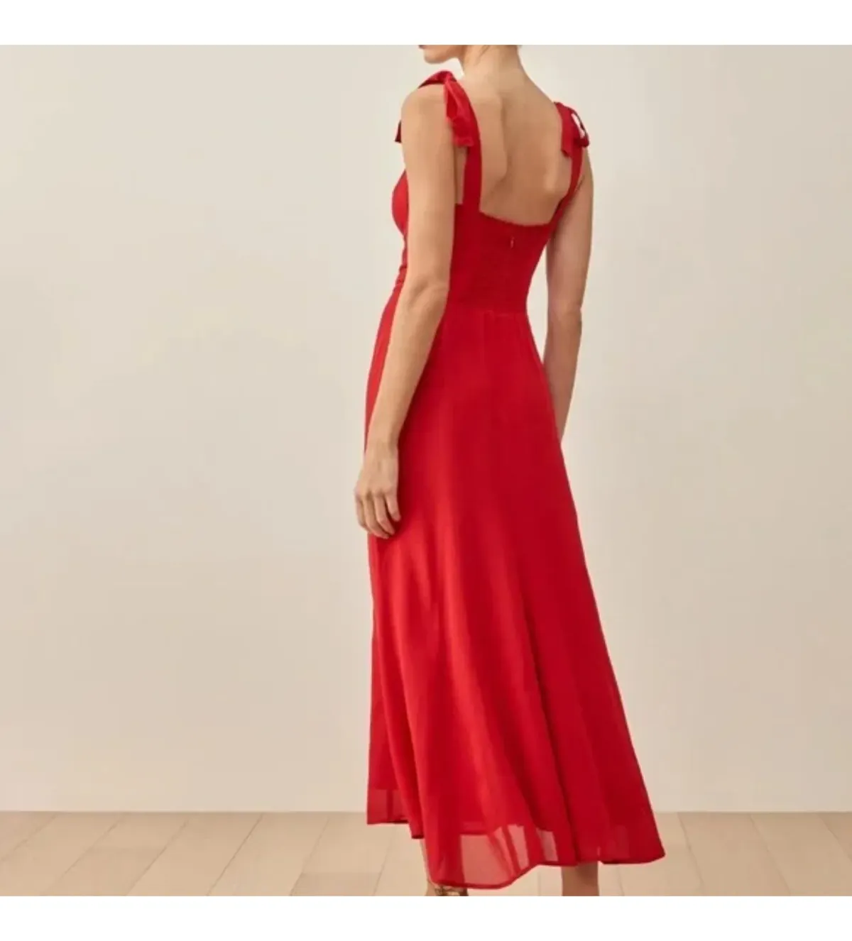 Reformation Nadira Midi Dress Poinsettia Size 8 - Image 3