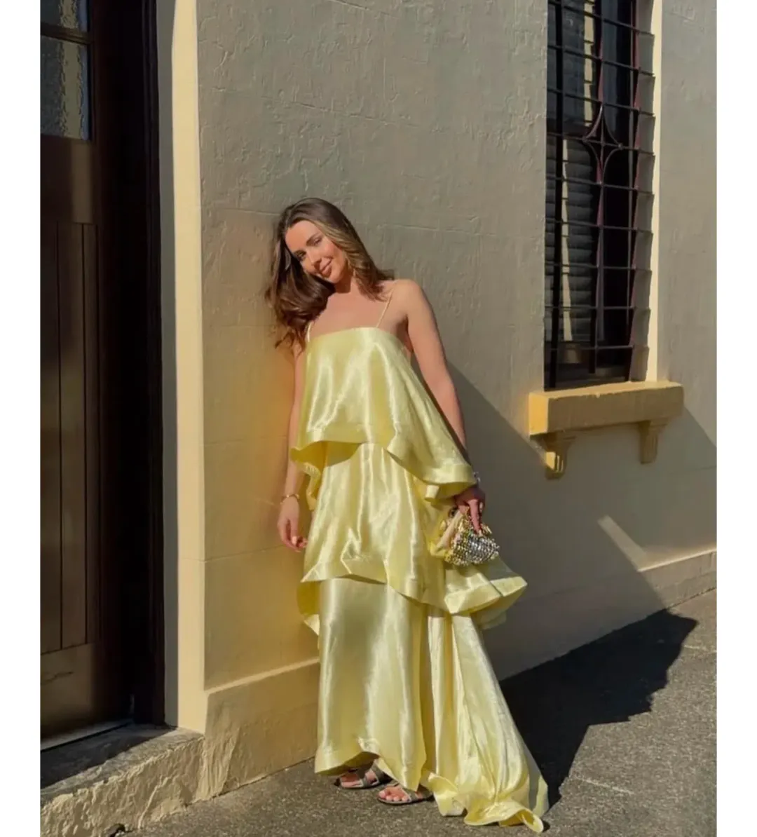 Elliatt Tilly Tiered Maxi Dress in Butter Yellow Size S/AU 8 for rent on The Volte - main image