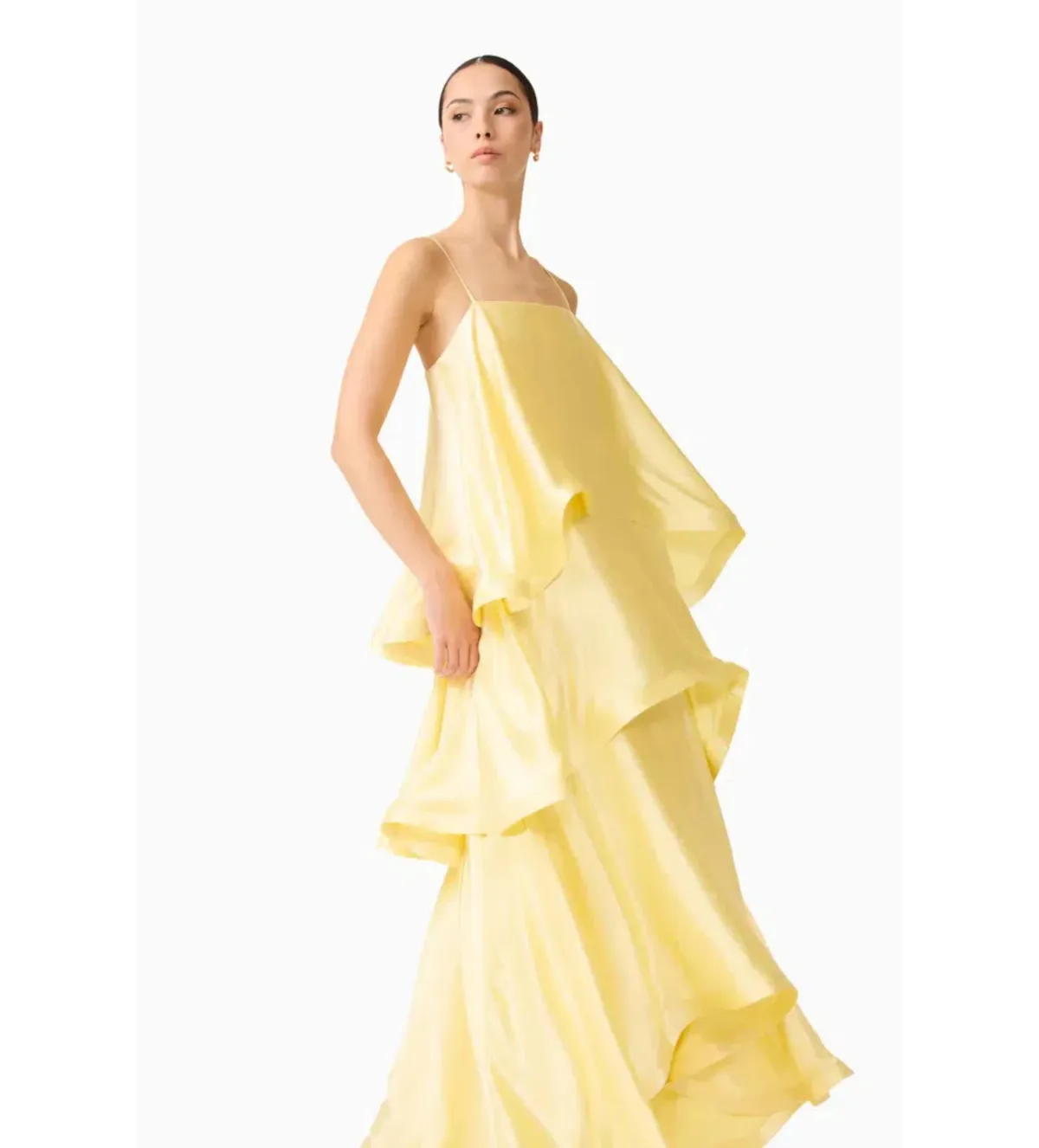 Elliatt Tilly Tiered Maxi Dress in Butter Yellow Size S/AU 8 - Image 3