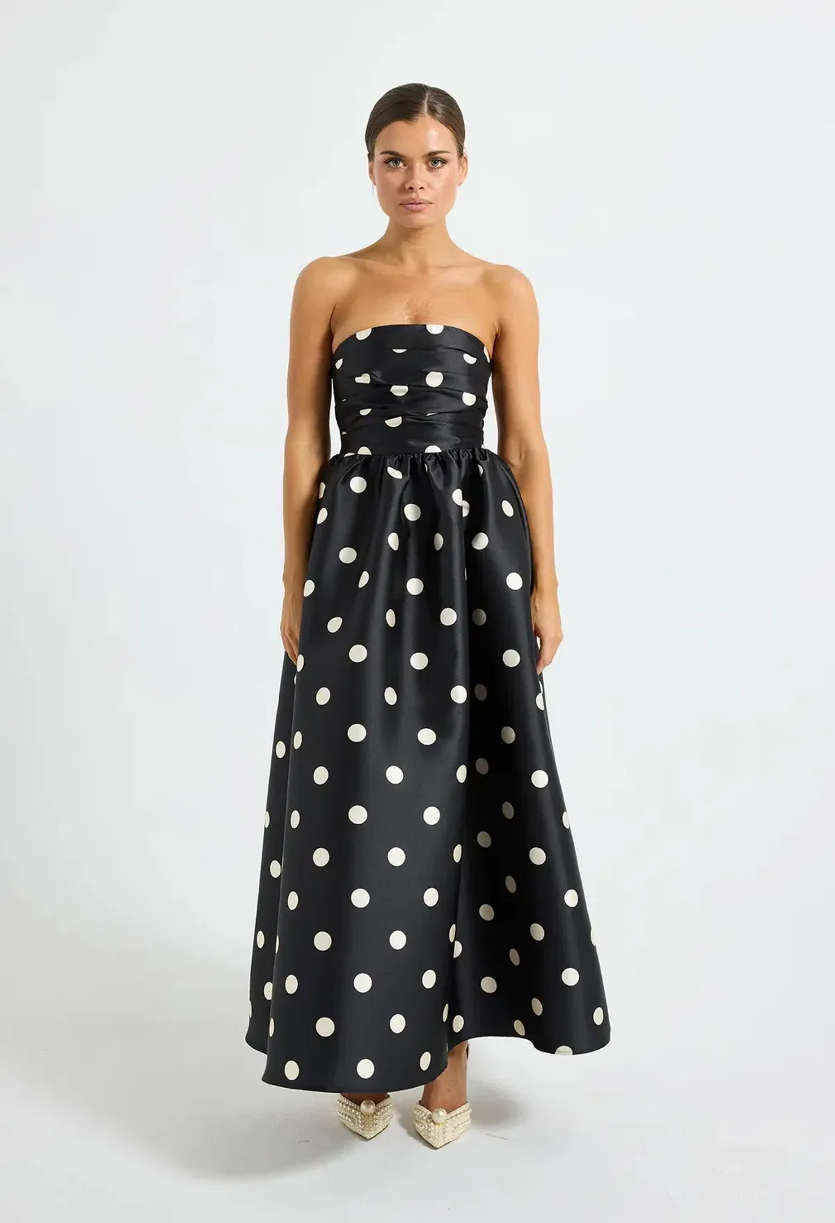 Pasduchas Dottie Strapless Midi Black/Cream Size 6 - Image 1
