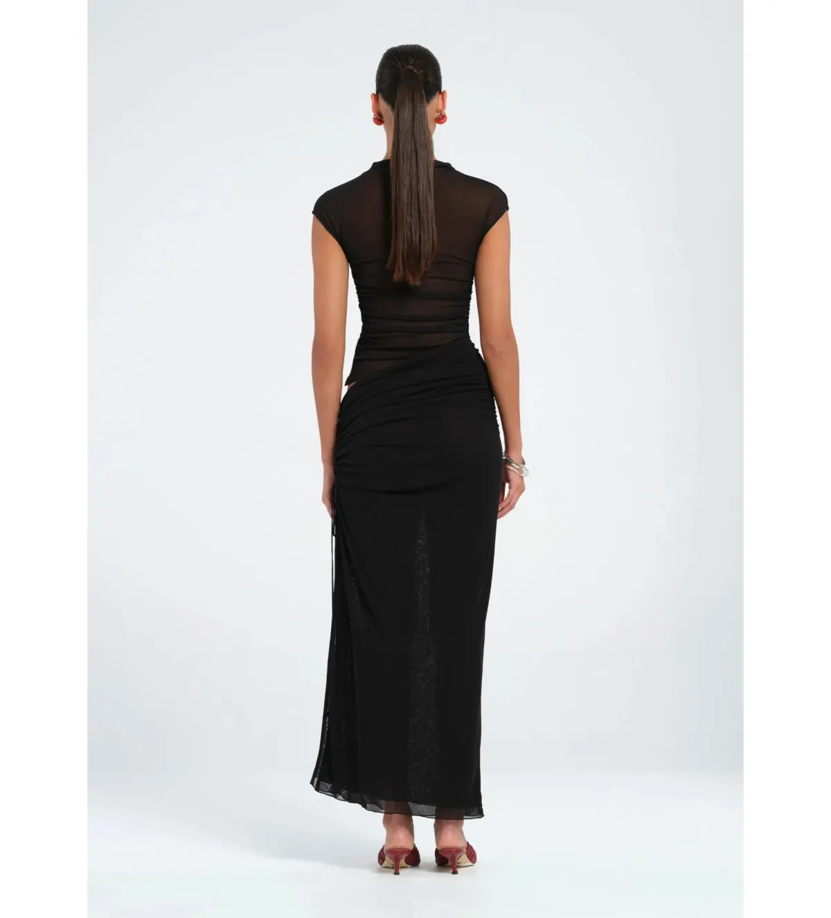 Benni Milo Mesh Maxi Dress in Black Size 8 - Image 3