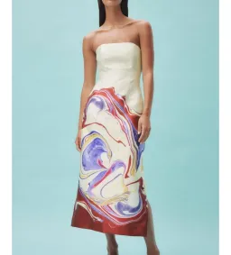 Alemais Luca Corset Midi Dress in Print Size AU10 for rent on The Volte - image 2