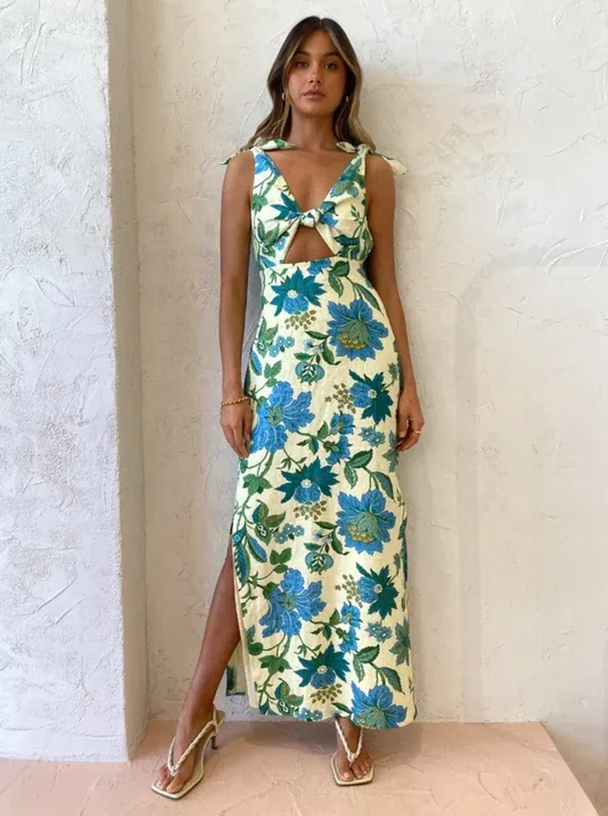 Sir The Label Alexandre Tie Midi Dress In Marguerite Print Size 0 / AU 6 for rent on The Volte - main image