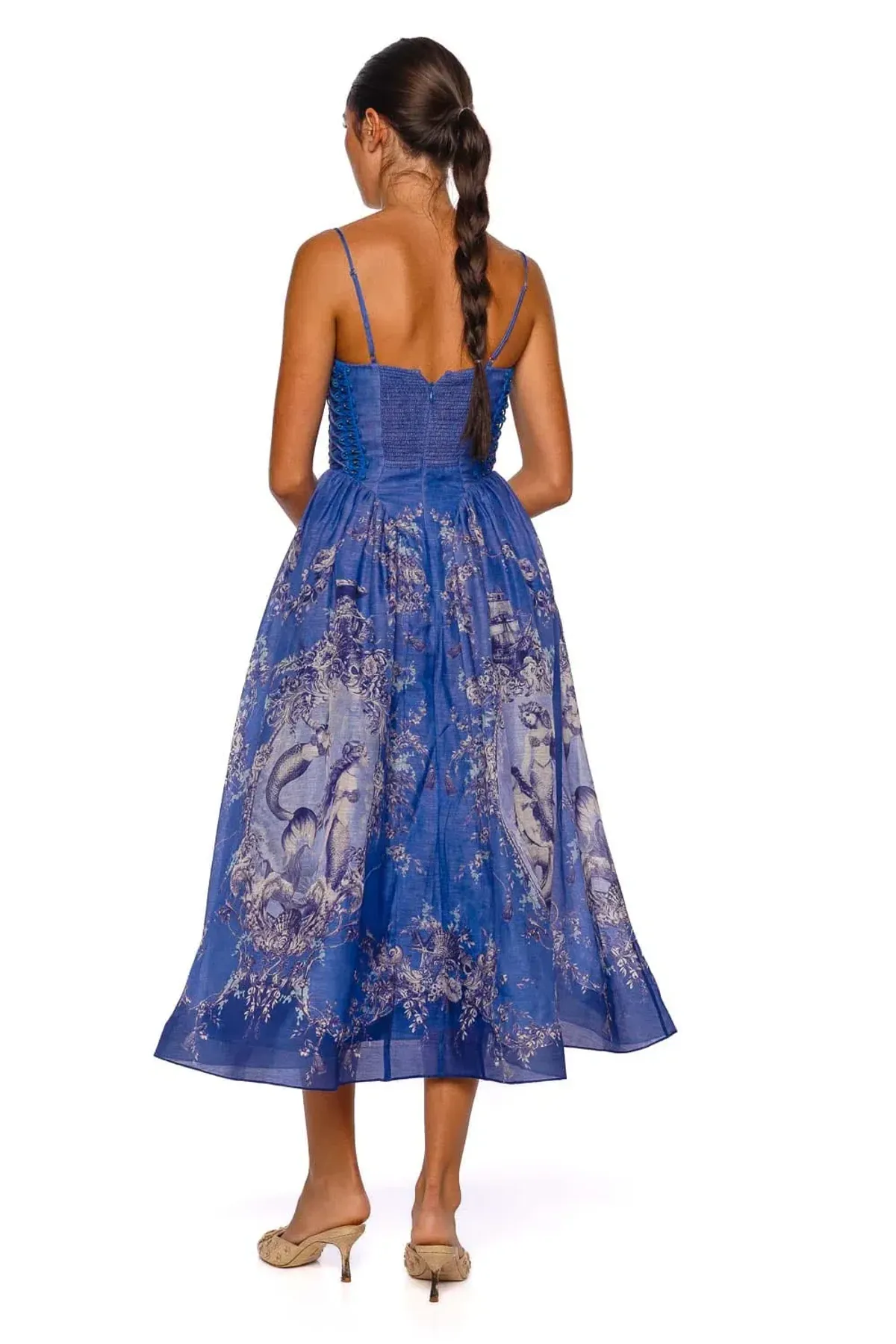 Zimmermann Rebellion Beaded Picnic Midi Dress Blue Mermaid Size 3 / AU 14 - Image 2