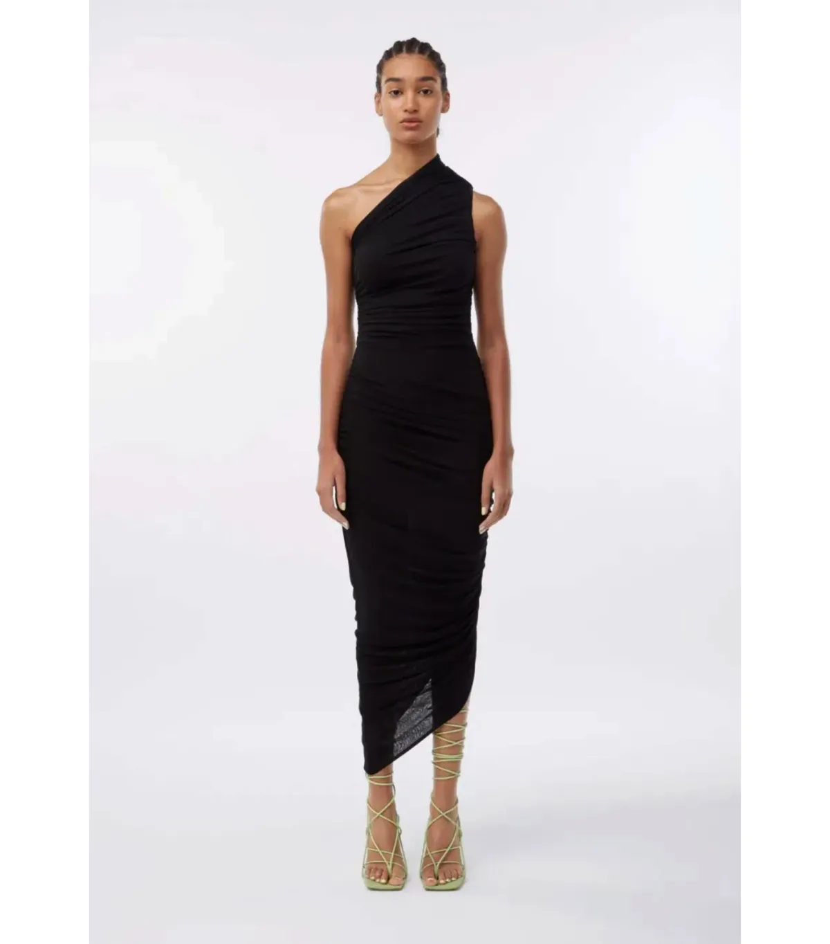 Gauge81 Ira One Shoulder Draped Jersey Dress Black Size AU 6 for rent on The Volte - main image