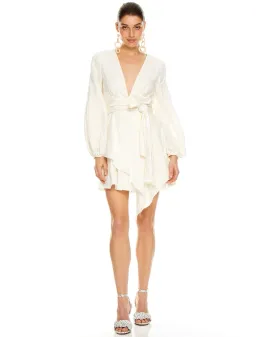 Talulah Sway With Me Long Sleeve Mini Dress White Size S for rent on The Volte - image 1