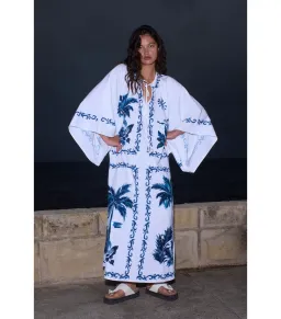 Hansen And Gretel Kiera Kaftan Midi Dress Hawaii Blue Size AU 10 for rent on The Volte - image 2