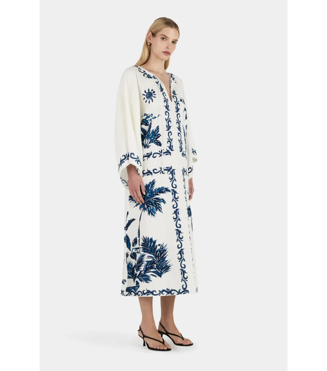 Hansen And Gretel Kiera Kaftan Midi Dress Hawaii Blue Size AU 10 for rent on The Volte - main image