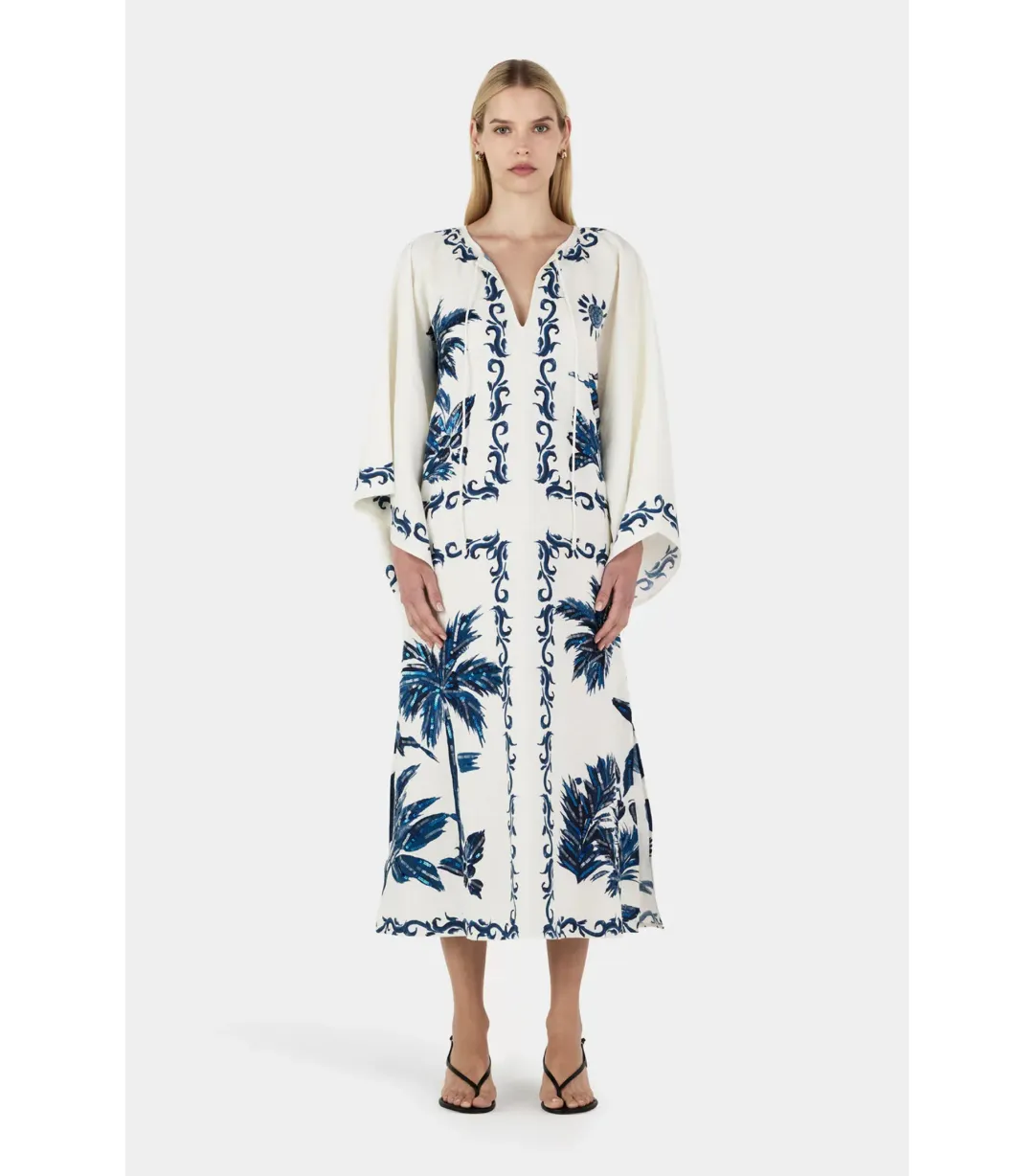 Hansen And Gretel Kiera Kaftan Midi Dress Hawaii Blue Size AU 10 for rent on The Volte - main image