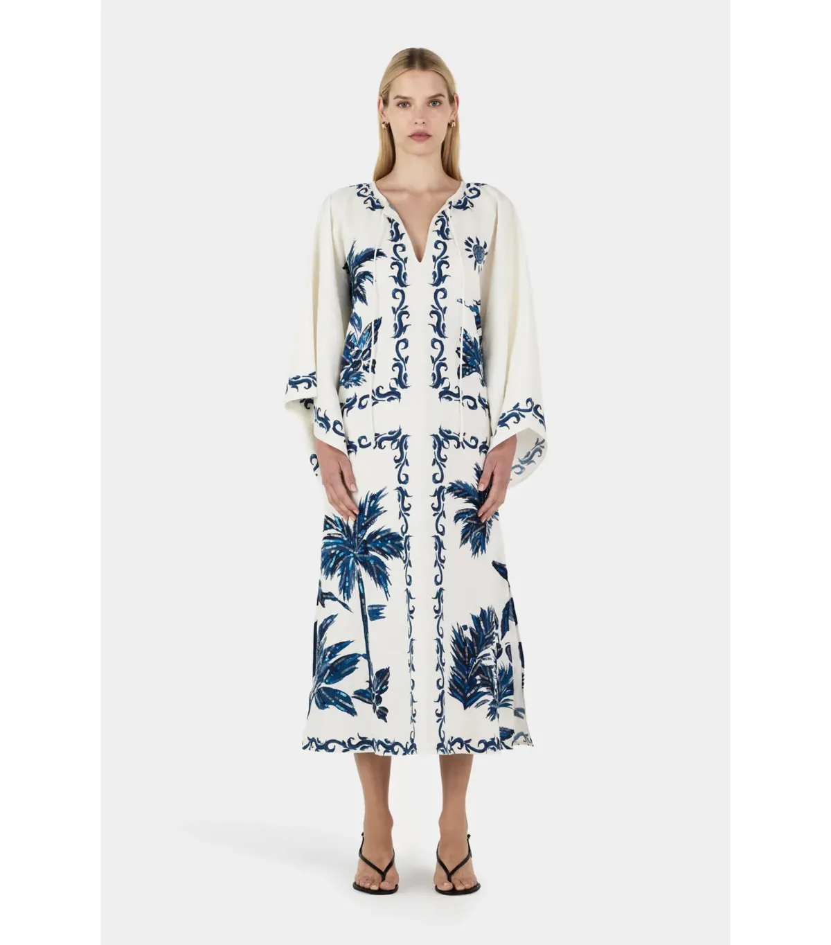 Hansen And Gretel Kiera Kaftan Midi Dress Hawaii Blue Size AU 10 for rent on The Volte - main image