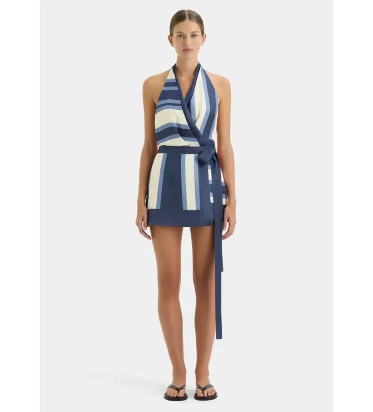 Sir The Label Dazed Wrap Halter Mini Dress Studio Print Size 0 / AU 6 - Image 1