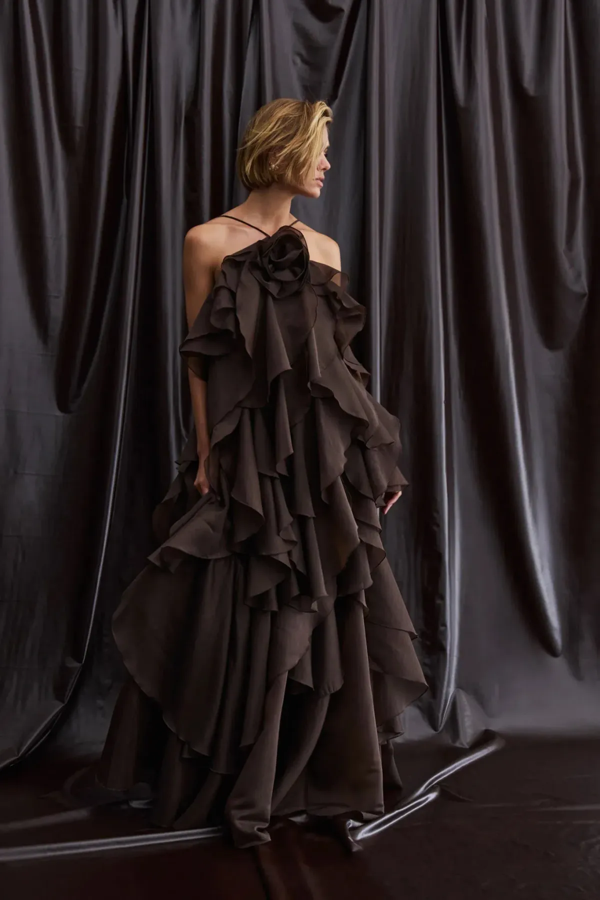 Aje Pandorea Layered Maxi Dress in Carob Size AU 10 - Image 2