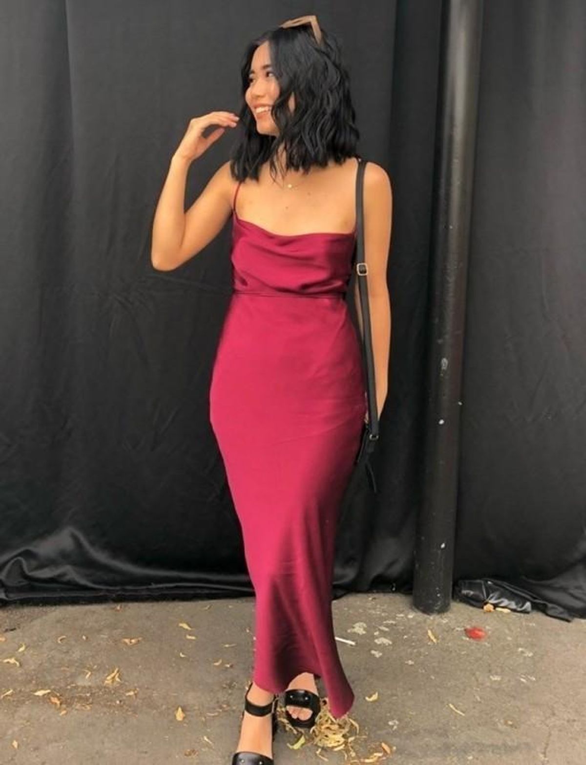 Bec & Bridge Kaia Cowl Midi Dress Plum Size 10 for rent on The Volte - main image