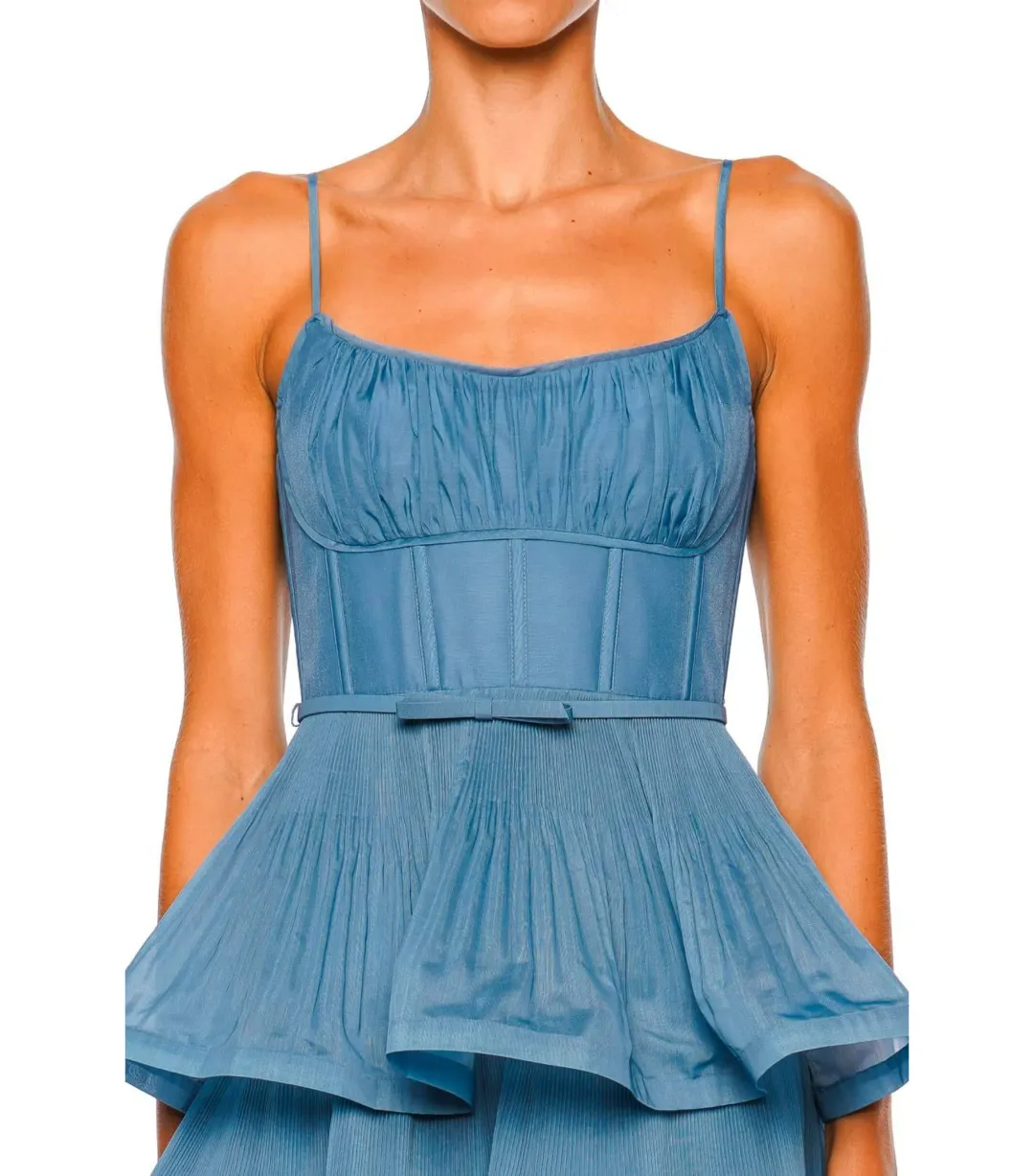 Zimmermann Pleated Tiered Midi Dress Deep Blue 0 / AU 8 for rent on The Volte - main image