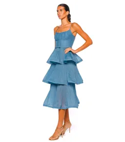 Zimmermann Pleated Tiered Midi Dress Deep Blue 0 / AU 8 for rent on The Volte - image 2
