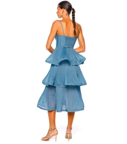 Zimmermann Pleated Tiered Midi Dress Deep Blue 0 / AU 8 for rent on The Volte - image 3
