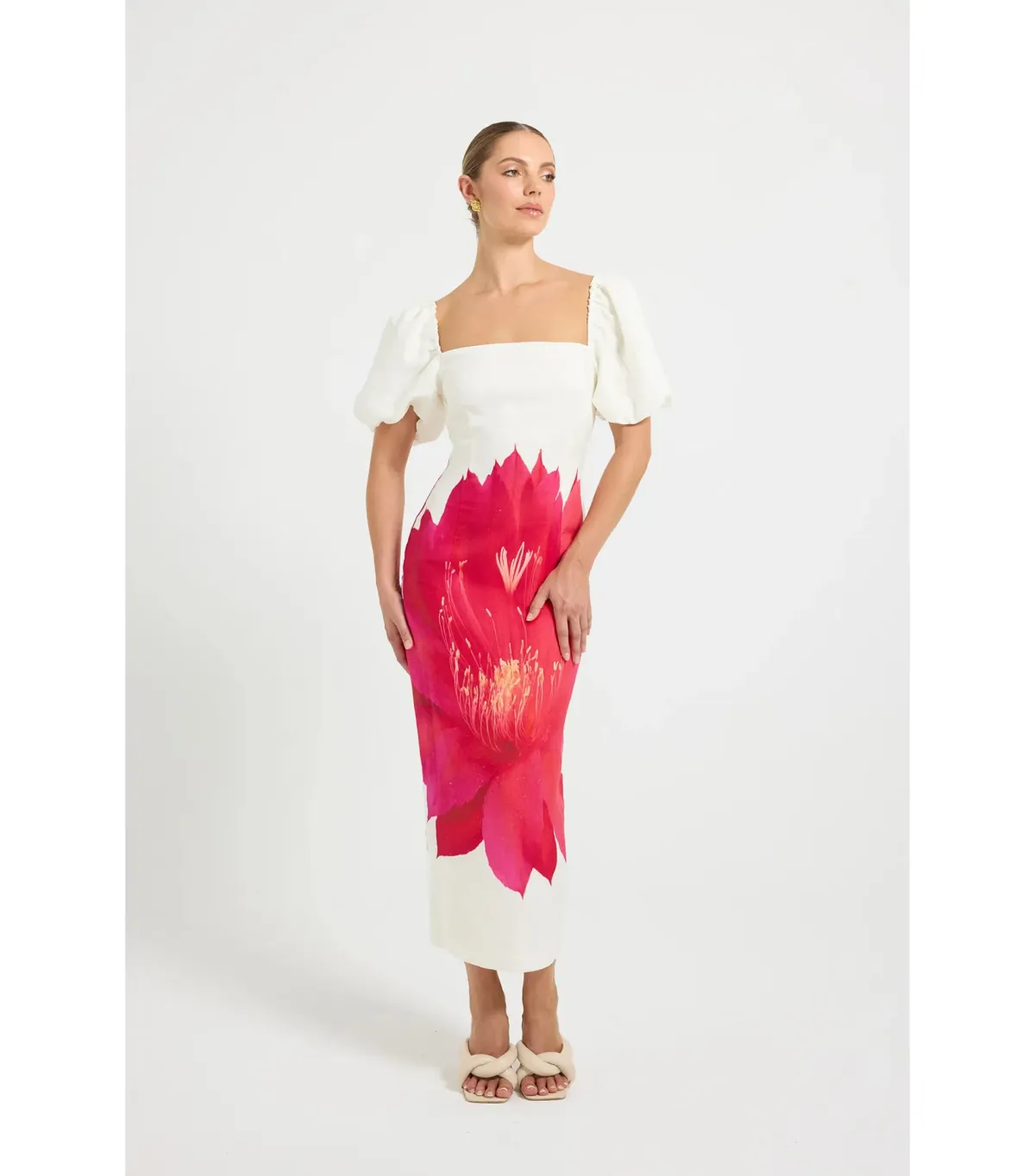 Pasduchas Aurelia Sleeve Midi Dress Floral Size AU 12 - Image 2