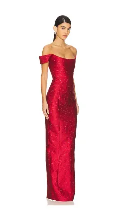 Sau Lee Jackson Jacquard Maxi Gown Red Size AU 8 for rent on The Volte - image 3