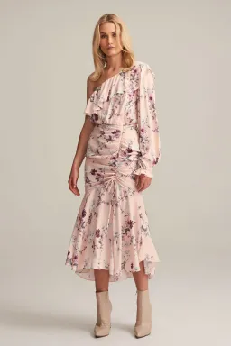 Steele Dahlia One Shoulder Dress Pink Floral Size 6 for rent on The Volte - image 1