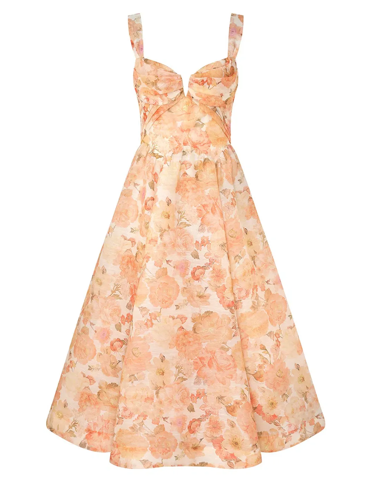 Zimmermann Rebellion Drape Midi Dress Golden Bloom Size 2 AU 12 for rent on The Volte - main image