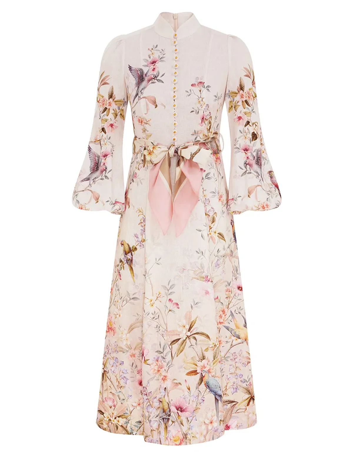 Zimmermann Rebellion Button Midi Dress in Cream Aviary Size 2 / AU 12 - Image 1