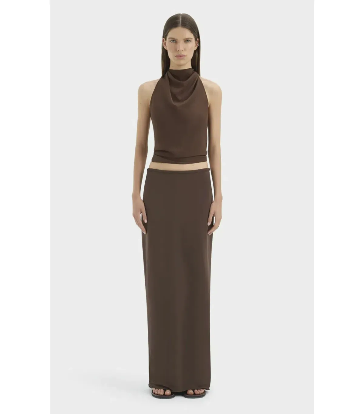 Sir the Label Rioja Halter Scarf Top and Mattheo Midi Skirt Brown Size 0 / AU 6 - Image 1